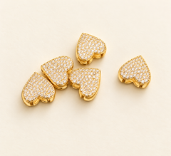 Gold Plated Heart Shaped CZ Anti Tarnish Copper Pendant For Women