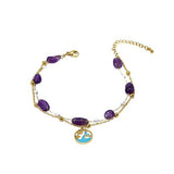 Fish Star Dual Layer Chain Beads Pearl Purple 18K Gold Stainless Steel Anti Tarnish Single Anklet For Women