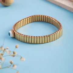Stretchable Evil Eye Gold Plain Anti Tarnish Stainless Steel Bracelet