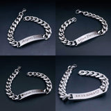 Engrave Letter Name Stainless Steel Chain Id  Bracelet for Men