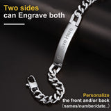 Engrave Letter Name Stainless Steel Chain Id  Bracelet for Men