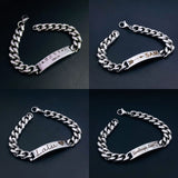 Engrave Letter Name Stainless Steel Chain Id  Bracelet for Men