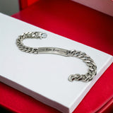 Engrave Letter Name Stainless Steel Chain Id  Bracelet for Men