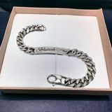 Engrave Letter Name Stainless Steel Chain Id  Bracelet for Men