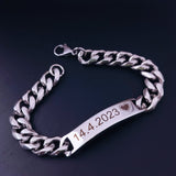 Engrave Letter Name Stainless Steel Chain Id  Bracelet for Men