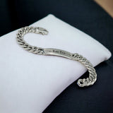 Engrave Letter Name Stainless Steel Chain Id  Bracelet for Men