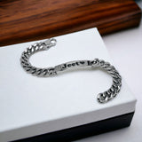 Engrave Letter Name Stainless Steel Chain Id  Bracelet for Men