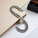 Engrave Letter Name Stainless Steel Chain Id  Bracelet for Men