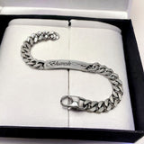 Engrave Letter Name Stainless Steel Chain Id  Bracelet for Men