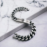 Engrave Letter Name Stainless Steel Chain Id  Bracelet for Men