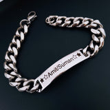 Engrave Letter Name Stainless Steel Chain Id  Bracelet for Men