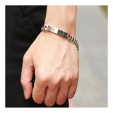 Engrave Letter Name Stainless Steel Chain Id  Bracelet for Men