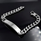 Engrave Letter Name Stainless Steel Chain Id  Bracelet for Men