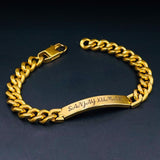 Engrave Letter Name Stainless Steel Chain Id  Bracelet for Men