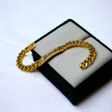 Engrave Letter Name Stainless Steel Chain Id  Bracelet for Men