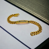 Engrave Letter Name Stainless Steel Chain Id  Bracelet for Men