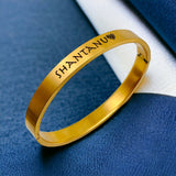 8mm Customized Personalised Laser Engraved Stainless Steel Gold Openable Bangle Cuff Kada For Men