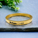 8mm Customized Personalised Laser Engraved Stainless Steel Gold Openable Bangle Cuff Kada For Men