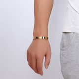 Stainless Steel Matt Gold Plated Free Size Kada Bracelet For Men