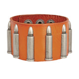 Men Genuine Brown Tan Leather Bullet Wrist Band Bracelet For Men