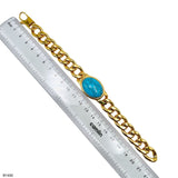 Salman Curb 18K Gold Plated Stainless Steel Turquoise Bracelet For Men