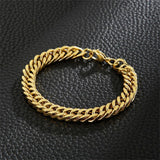 Classic 3D Curb 22K Gold Plated Stainless Steel Bracelet For Men