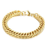 Classic 3D Curb 22K Gold Plated Stainless Steel Bracelet For Men