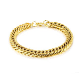 Classic 3D Curb 22K Gold Plated Stainless Steel Bracelet For Men