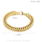 Classic 3D Curb 22K Gold Plated Stainless Steel Bracelet For Men