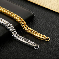 Classic 3D Curb 22K Gold Plated Stainless Steel Bracelet For Men