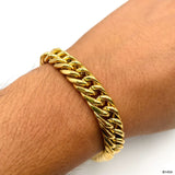 Classic 3D Curb 22K Gold Plated Stainless Steel Bracelet For Men