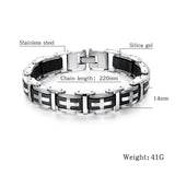 3D Cross Biker Black Silver Surgical Stainless Steel Bracelet For Men