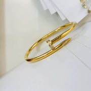 Nail Gothic Cz Stainless Steel Gold Cuff Kada Bangle Bracelet Men