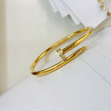 Nail Gothic Cz Stainless Steel Gold Cuff Kada Bangle Bracelet Men