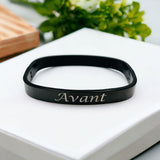 8mm Square Personalized Engraved Stainless Steel Openable Kada Bangle Men