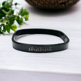 8mm Square Personalized Engraved Stainless Steel Openable Kada Bangle Men