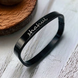 8mm Square Personalized Engraved Stainless Steel Openable Kada Bangle Men