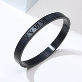 Roman Black Stainless Steel Bangle Kada Bracelet Men