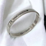 8mm Customized Personalised Laser Engraved Stainless Steel Gold Openable Bangle Cuff Kada For Men