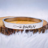 8mm Customized Personalised Laser Engraved Stainless Steel Gold Openable Bangle Cuff Kada For Men