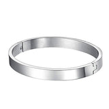 Classic Glossy Stainless Steel Silver Openable Bangle Bracelet Men