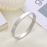 Classic Glossy Stainless Steel Silver Openable Bangle Bracelet Men