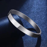 Classic Glossy Stainless Steel Silver Openable Bangle Bracelet Men