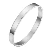 Classic Glossy Stainless Steel Silver Openable Bangle Bracelet Men