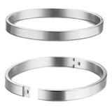 Classic Glossy Stainless Steel Silver Openable Bangle Bracelet Men