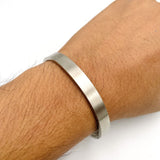 Classic Glossy Stainless Steel Silver Openable Bangle Bracelet Men