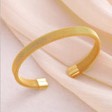 Slim Mesh 18K Gold Stainless Steel Cuff Kada Bangle Bracelet For Men