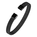 Slim Mesh Black 316L Stainless Steel Cuff Kada Bangle Bracelet For Men