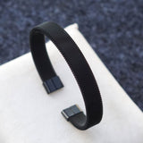 Slim Mesh Black 316L Stainless Steel Cuff Kada Bangle Bracelet For Men