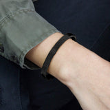 Slim Mesh Black 316L Stainless Steel Cuff Kada Bangle Bracelet For Men